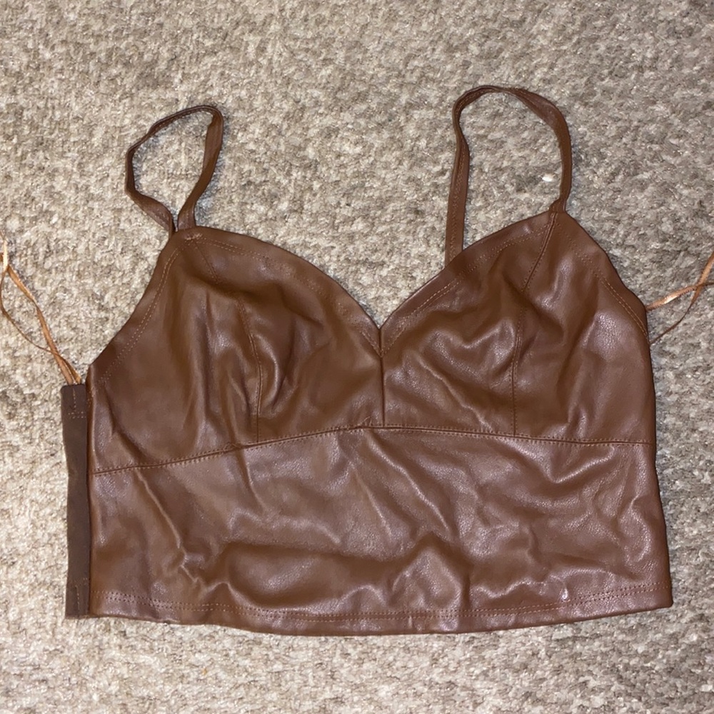 Faux leather brown shirt